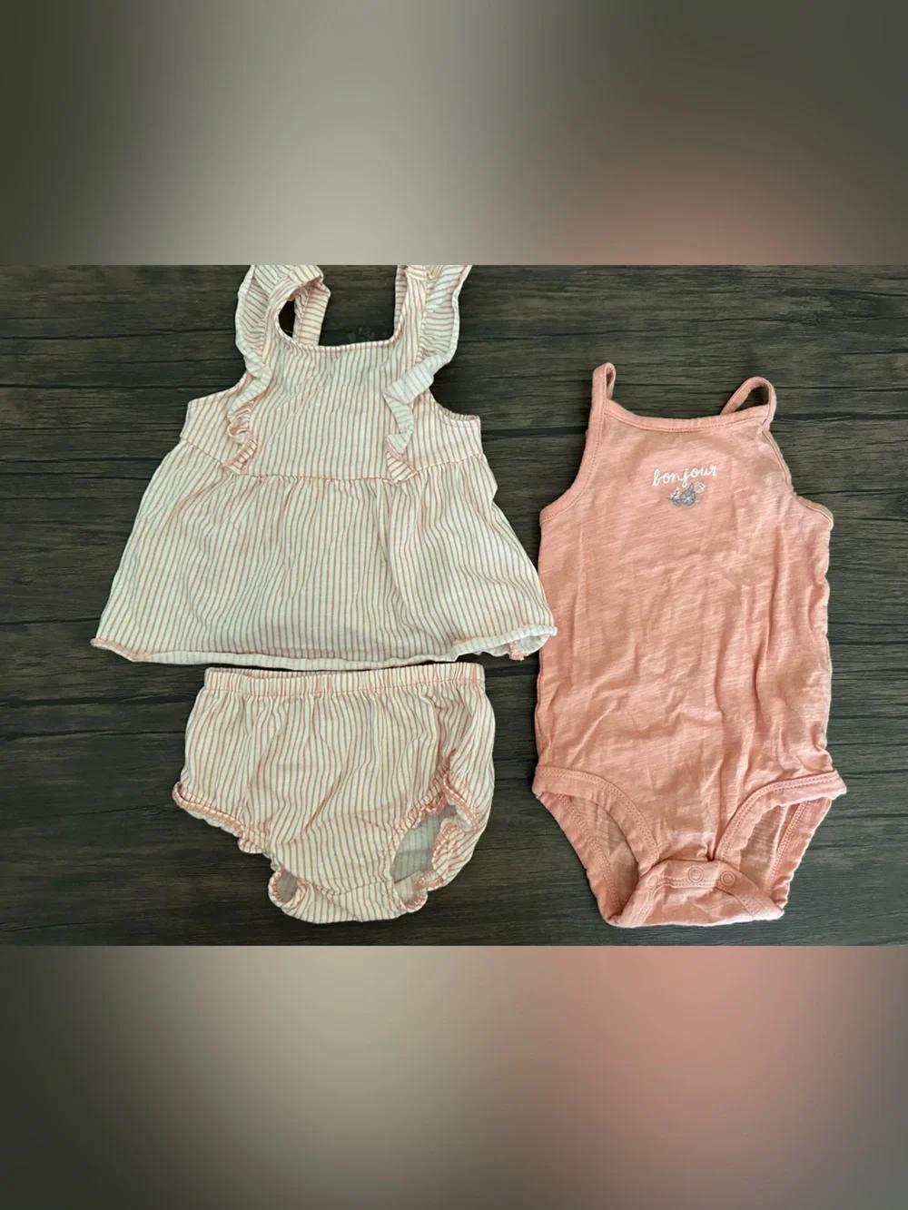 Carter's Peach & White Striped Baby Set